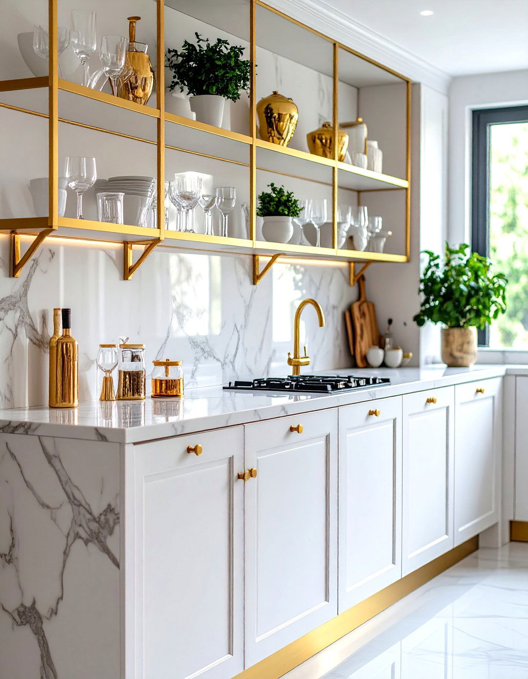 Glamorous Marble Kitchen Shelves - 30 kitchen shelves ideas