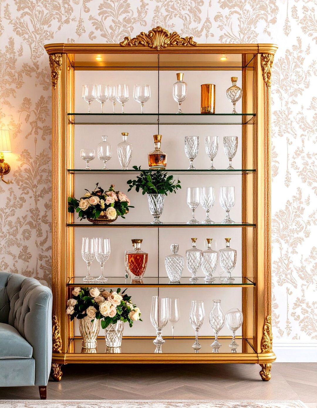 Glamorous Mirrored Living Room Shelving - 30 living room shelf ideas