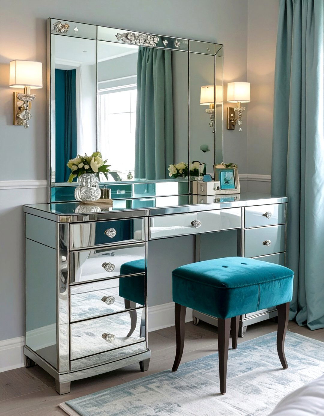 Glamorous Mirrored Vanity - 30 vanity inspo ideas