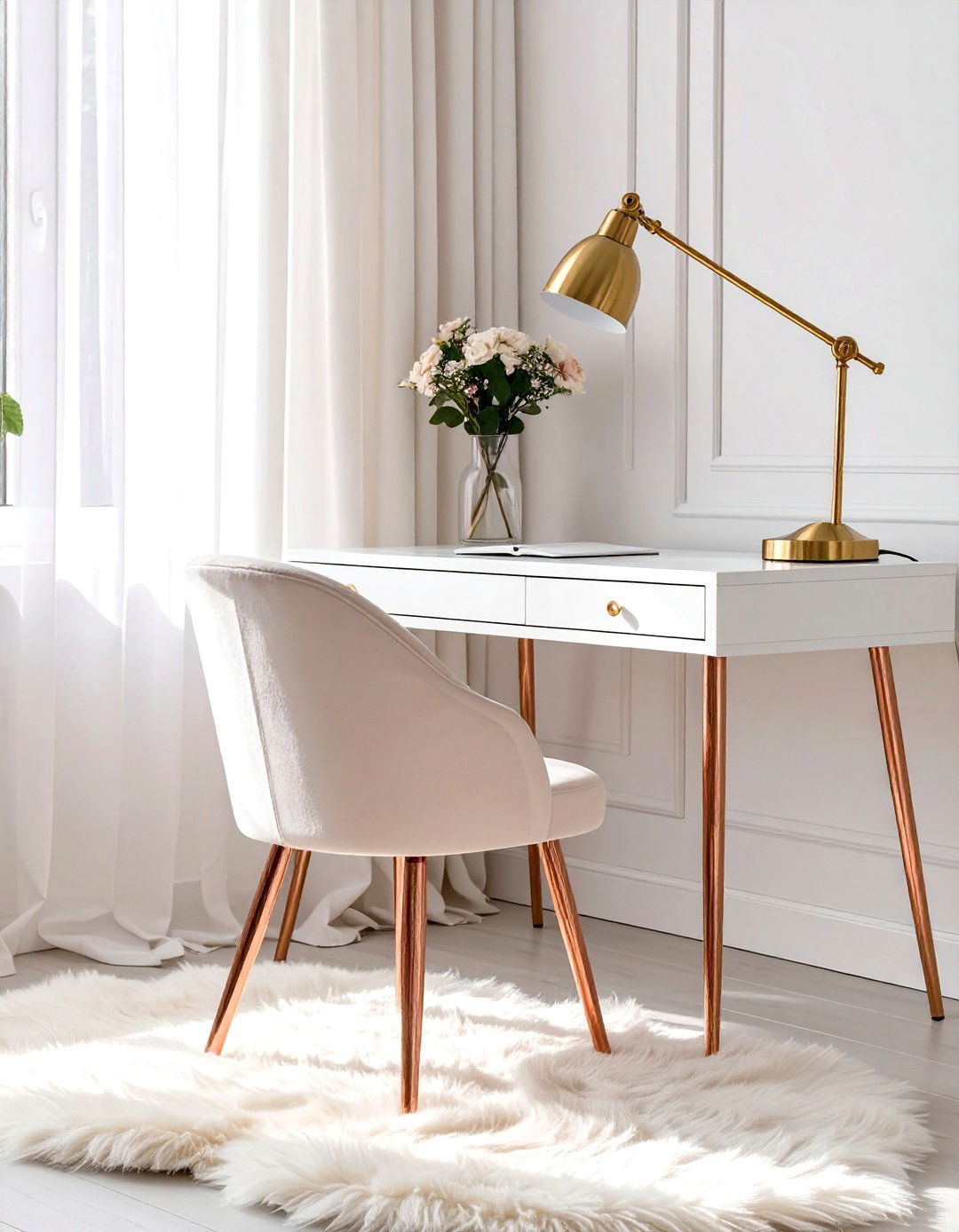 Glamorous Study with Metallic Accents - 30 study interior design ideas