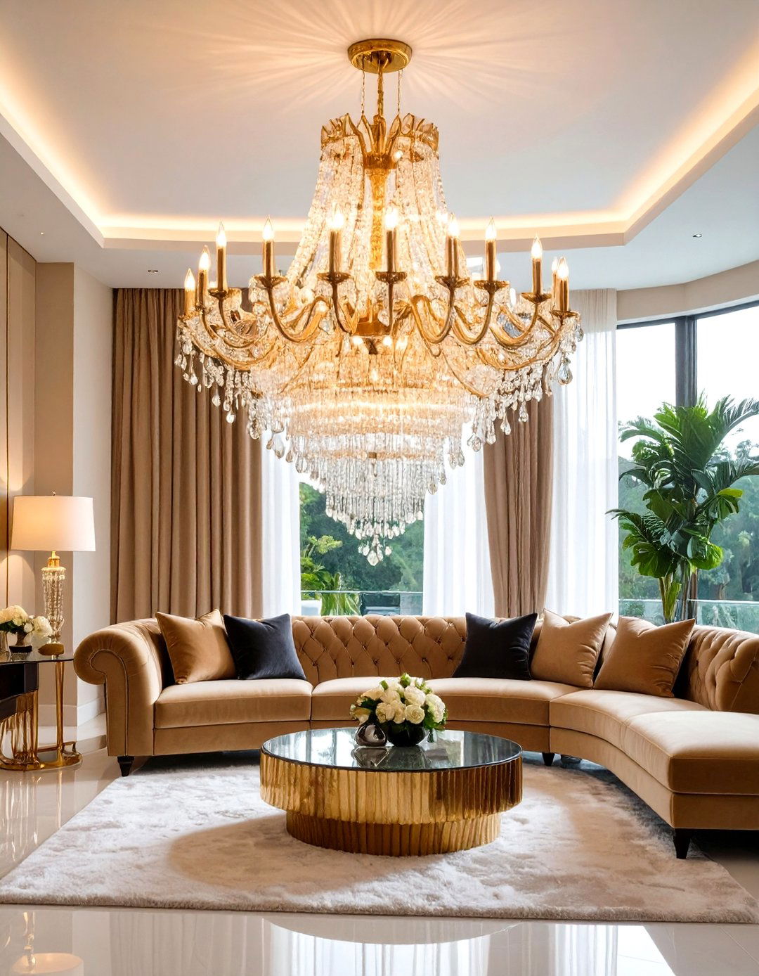 Glamorous Waterfall Chandelier - 30 living room chandelier ideas