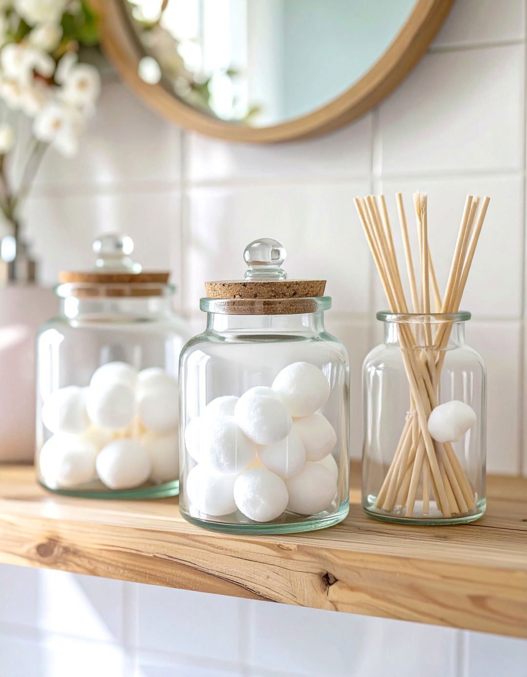 Glass Apothecary Jar Displays - 30 bathroom organization ideas