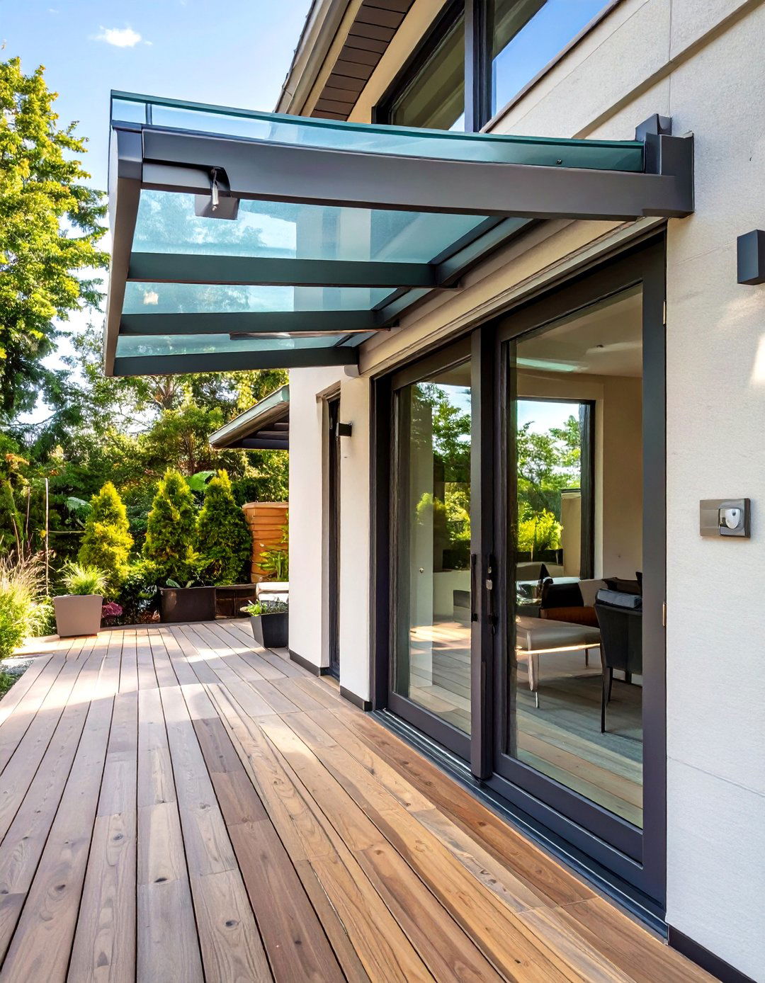 Glass Awning Over a Door - 30 deck covering ideas