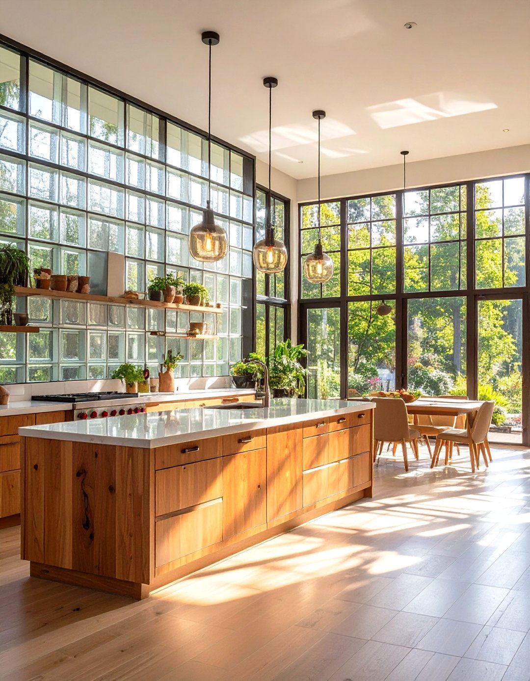 Glass Block Windows or Walls - 30 retro kitchen ideas