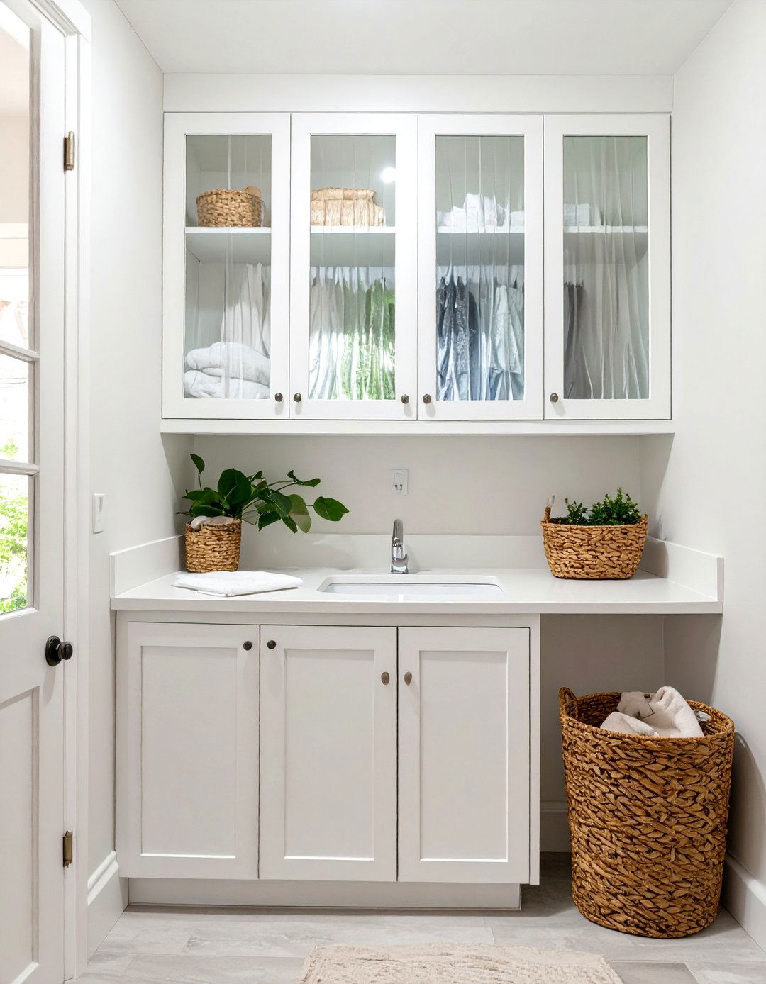 Glass Door Cabinetry Laundry Room - 30 narrow laundry room ideas