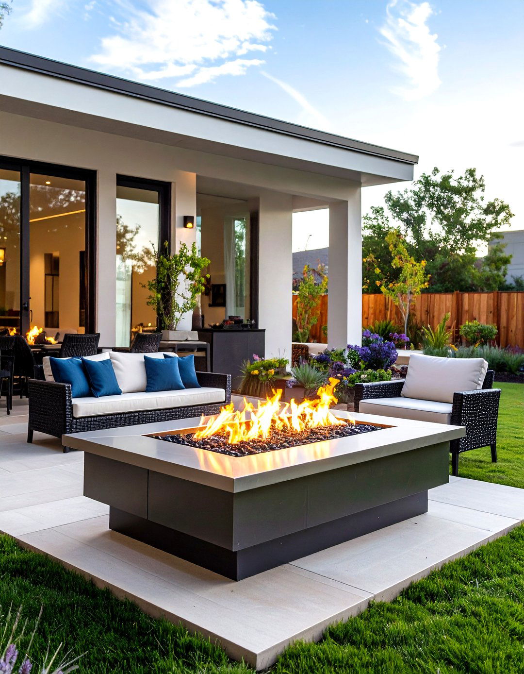 Glass Enclosed Fire Pit for Wind Protection - 30 fire pit landscaping ideas