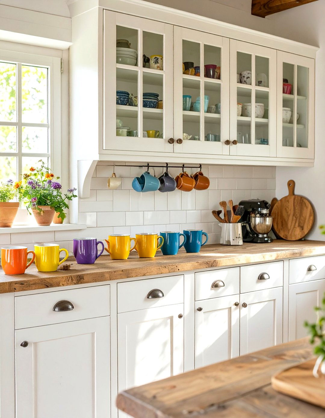 Glass Front Cabinet Doors - 30 small rustic kitchen ideas
