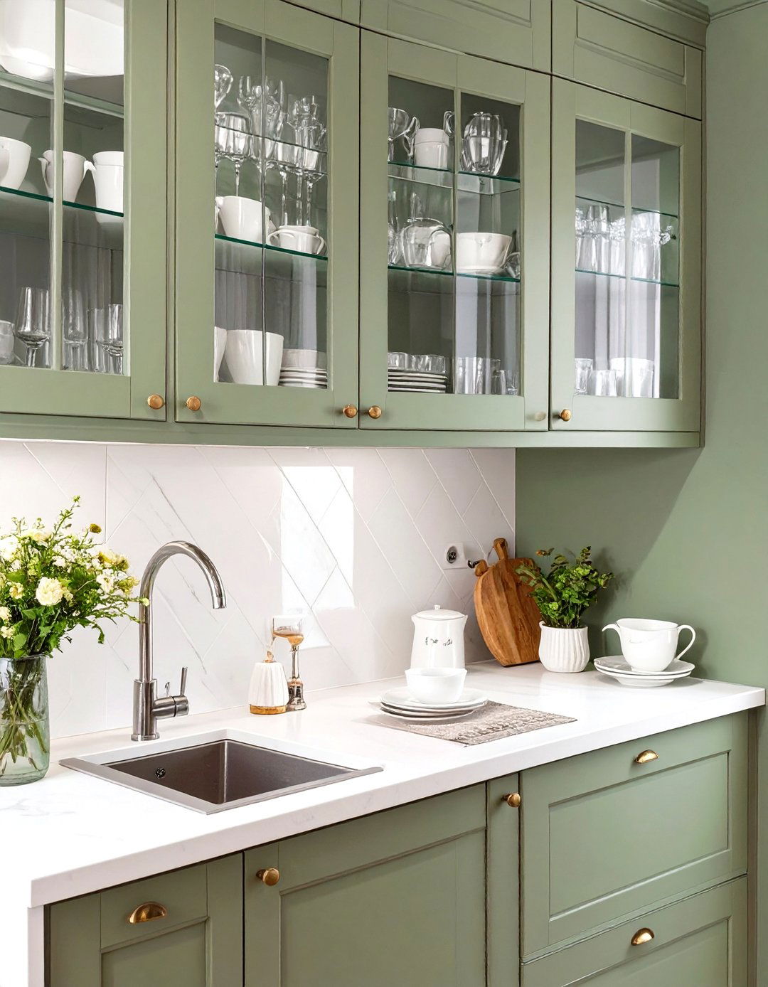 Glass Front Cabinet Doors - 30 small simple kitchen design ideas