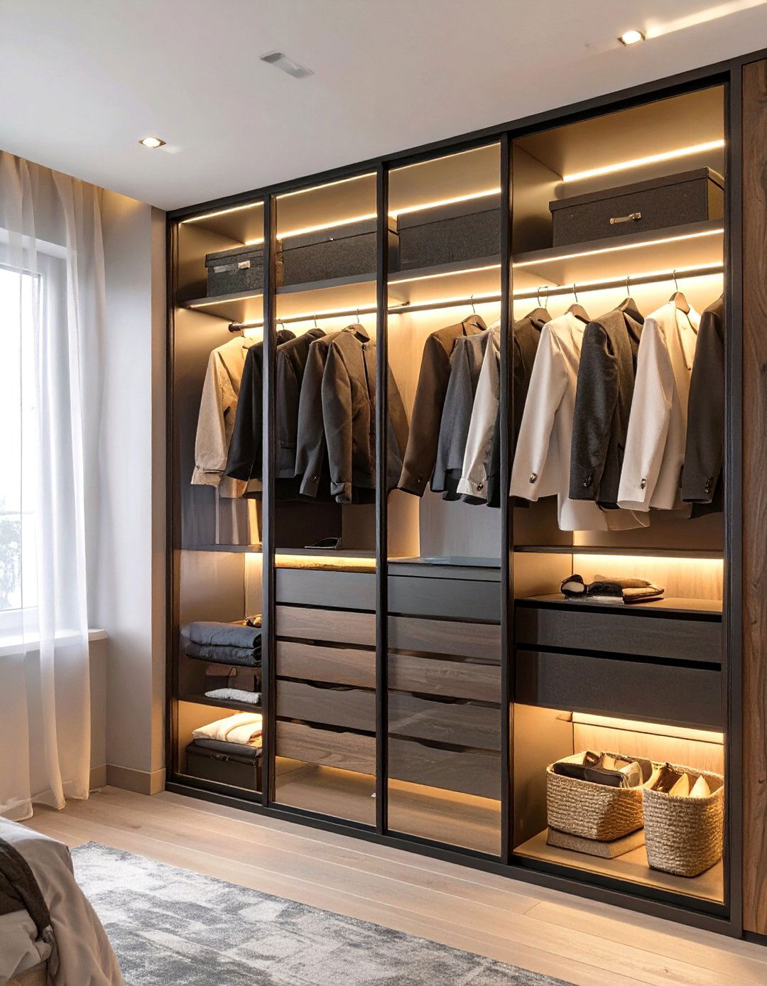 Glass Front Wardrobe for a Contemporary Look - 30 bedroom wardrobe design ideas