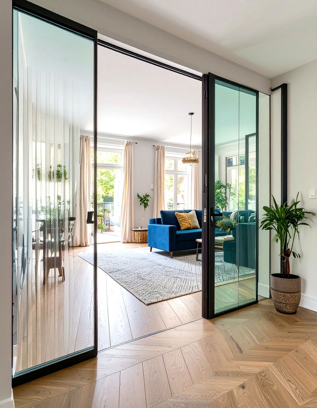 Glass Internal Doors and Partitions - 30 terrace house interior design ideas
