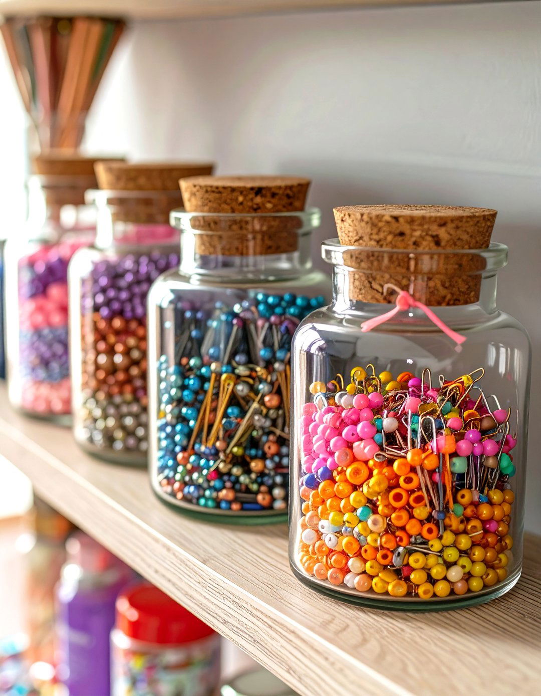 Glass Jars with Lids for Hair Accessories - 30 vanity organization ideas