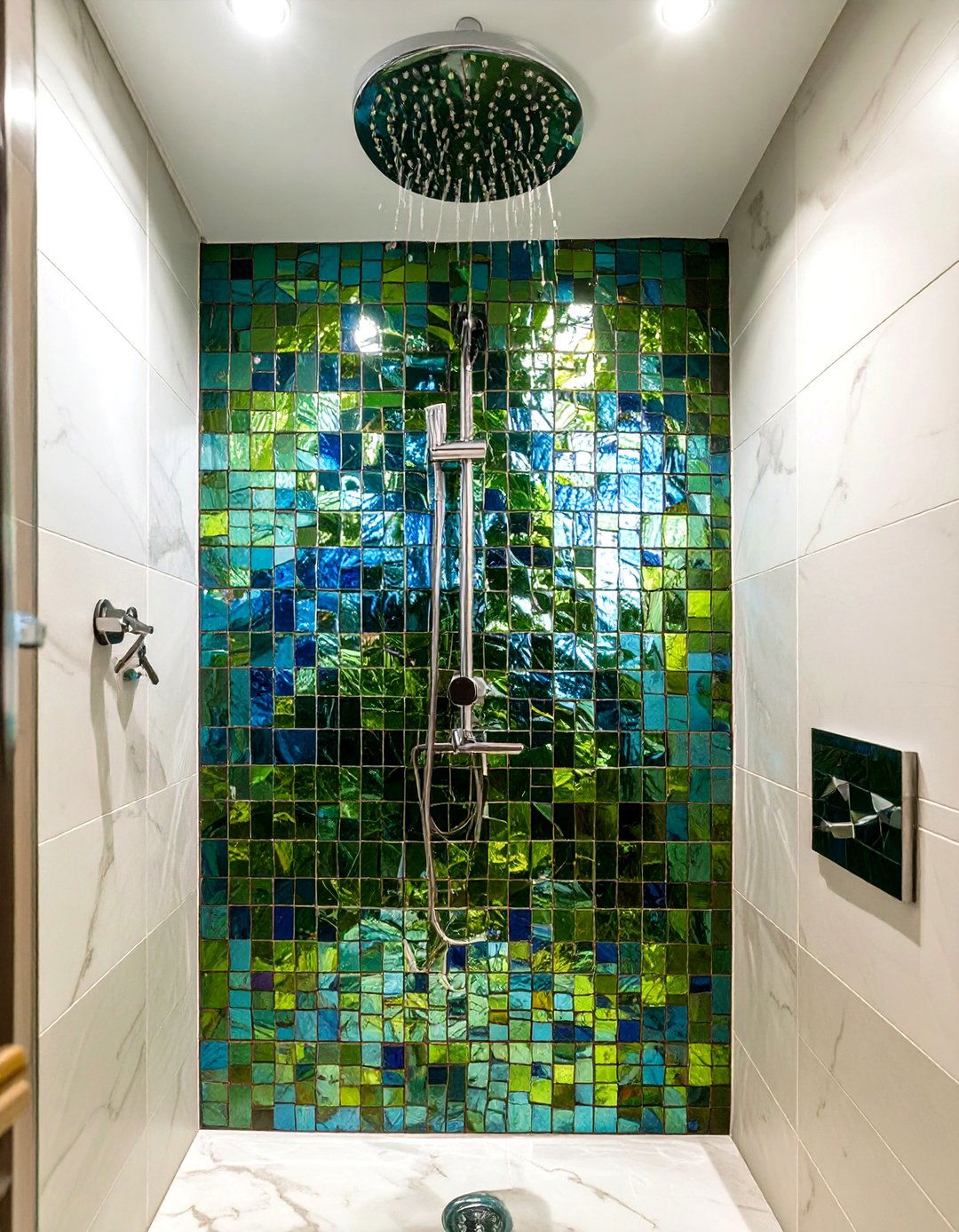 Glass Mosaic Accent Shower Tiles - 30 shower bathroom tile ideas