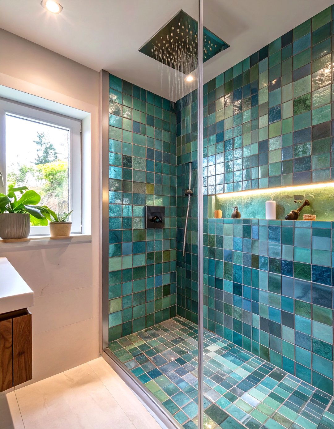 Glass Mosaic Shower Tiles - 30 tile ideas for bathroom