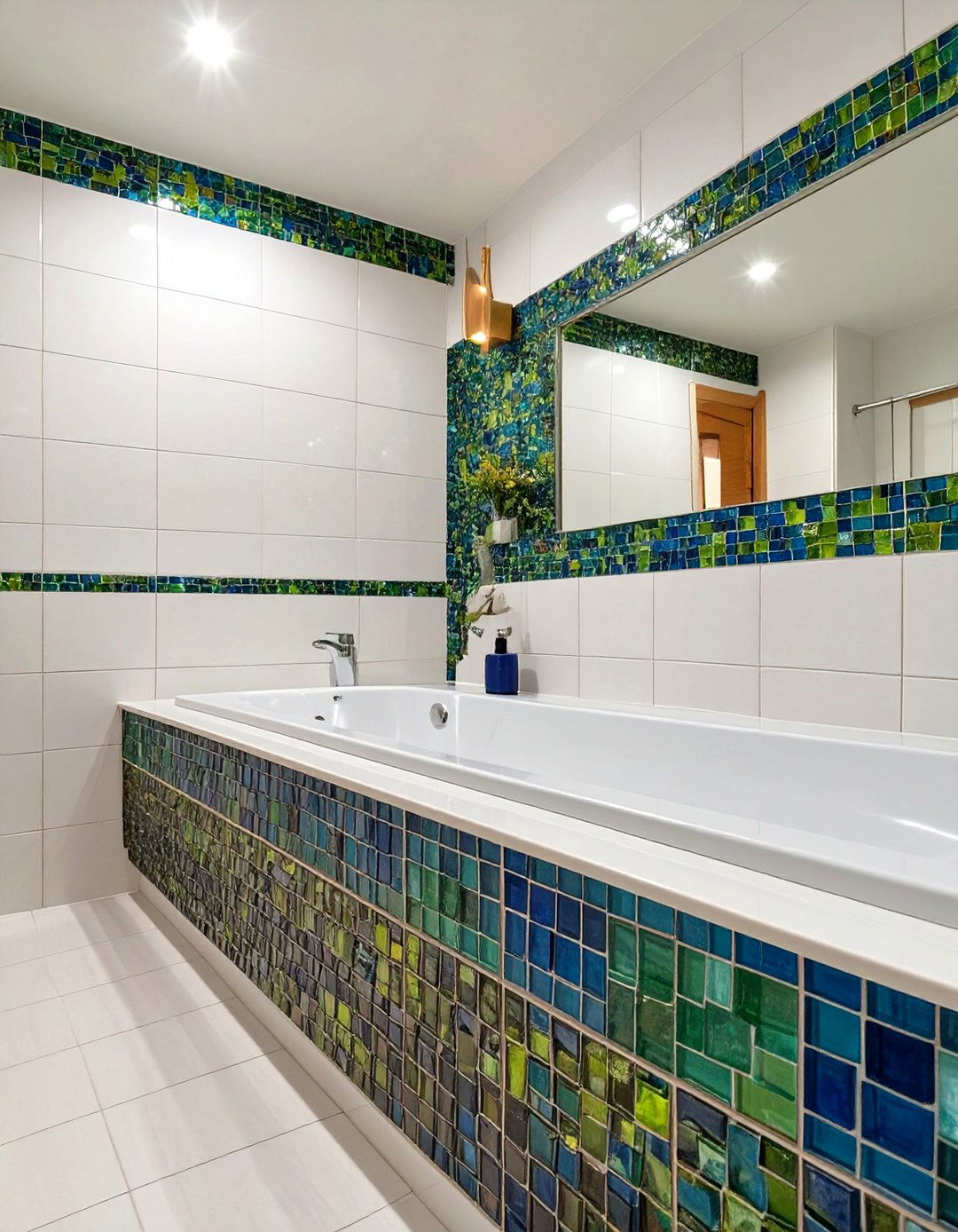 Glass Mosaic Tiled Bathroom Border - 30 tiled bathroom ideas