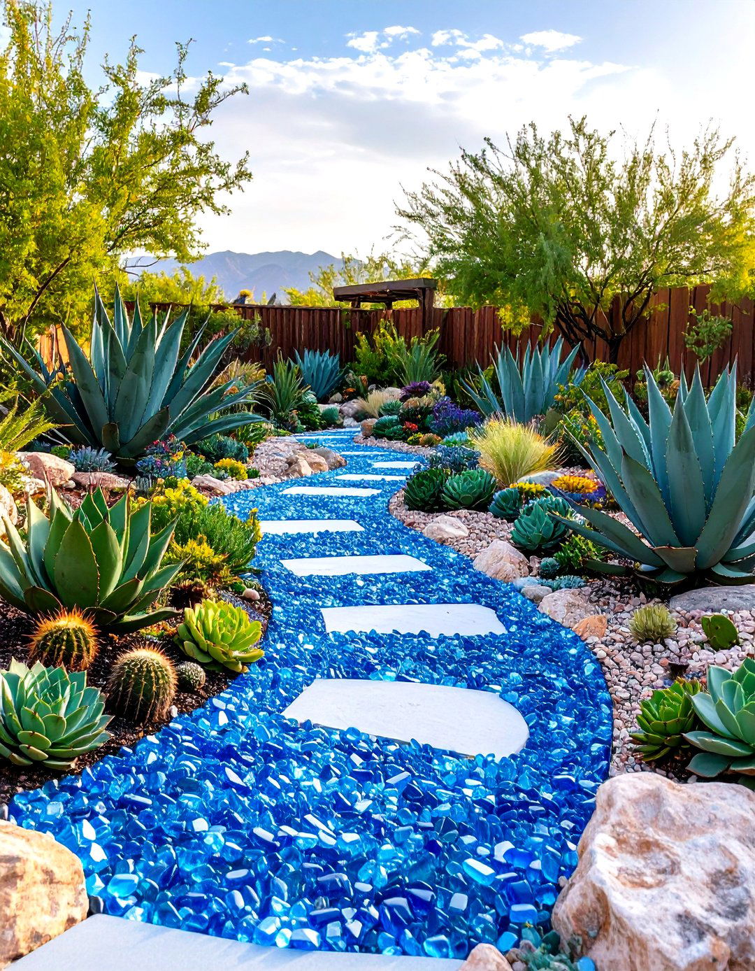 Glass Mulch Border - 30 landscape border ideas