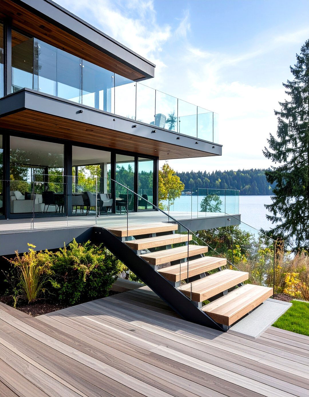 Glass Panel Railing Deck Steps - 30 deck steps ideas