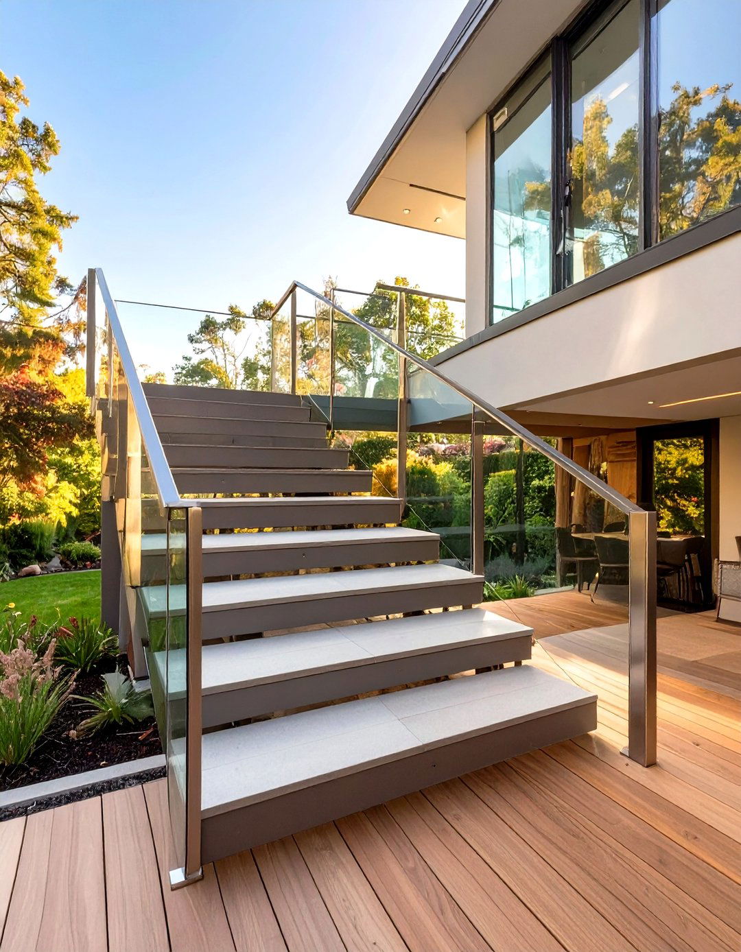 Glass Panel Railings for Outdoor Deck Steps - 30 outdoor deck steps ideas