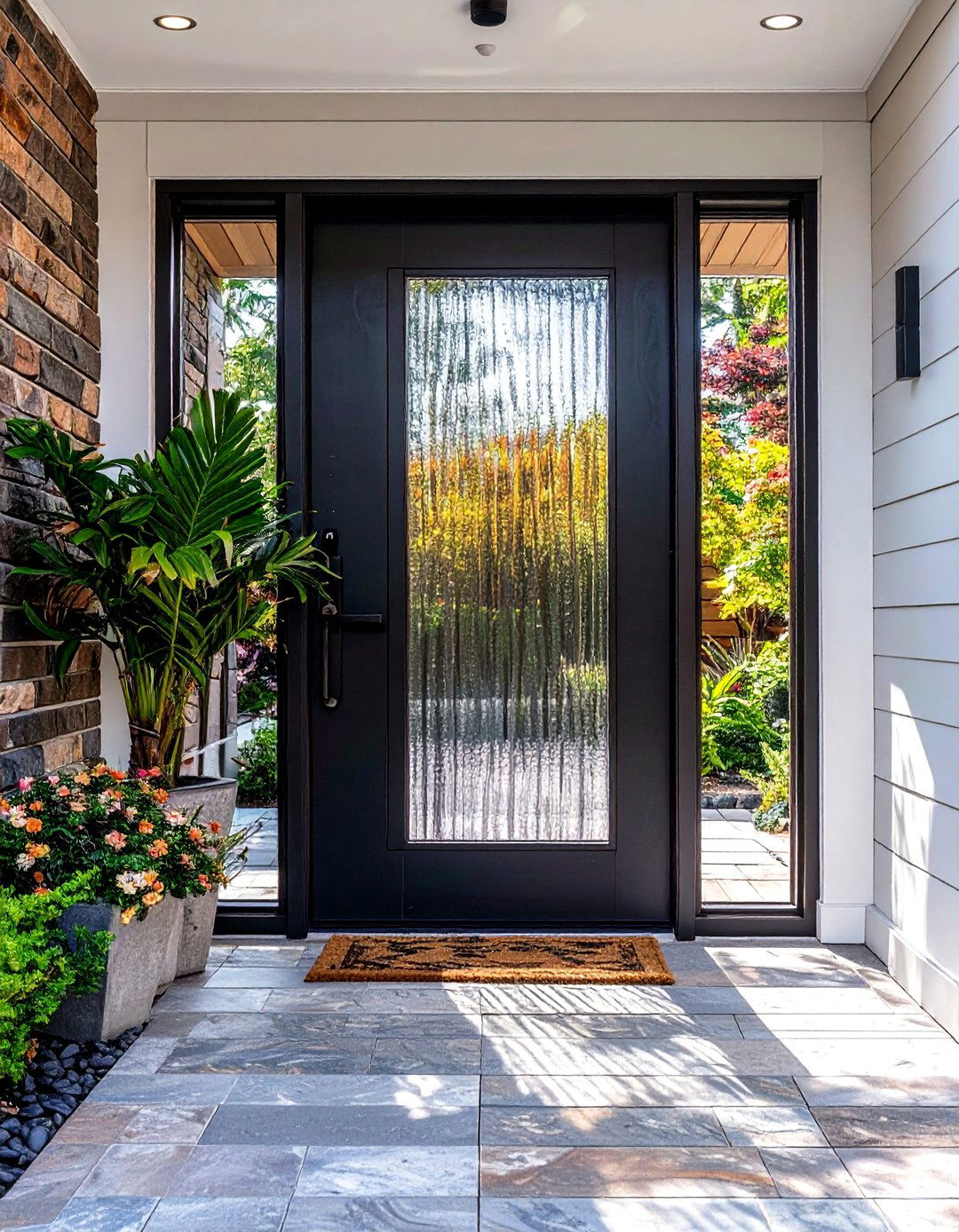 Glass Panel on the Front Door - 30 small entryway design ideas