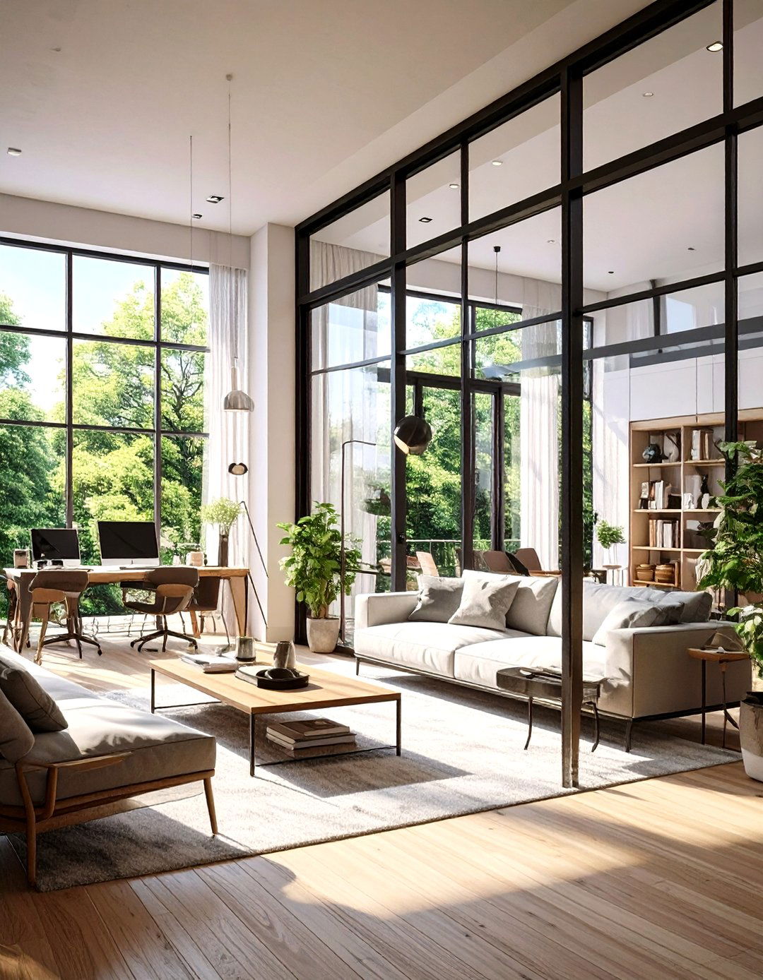 Glass Partitions to Define Zones - 30 space interior design ideas
