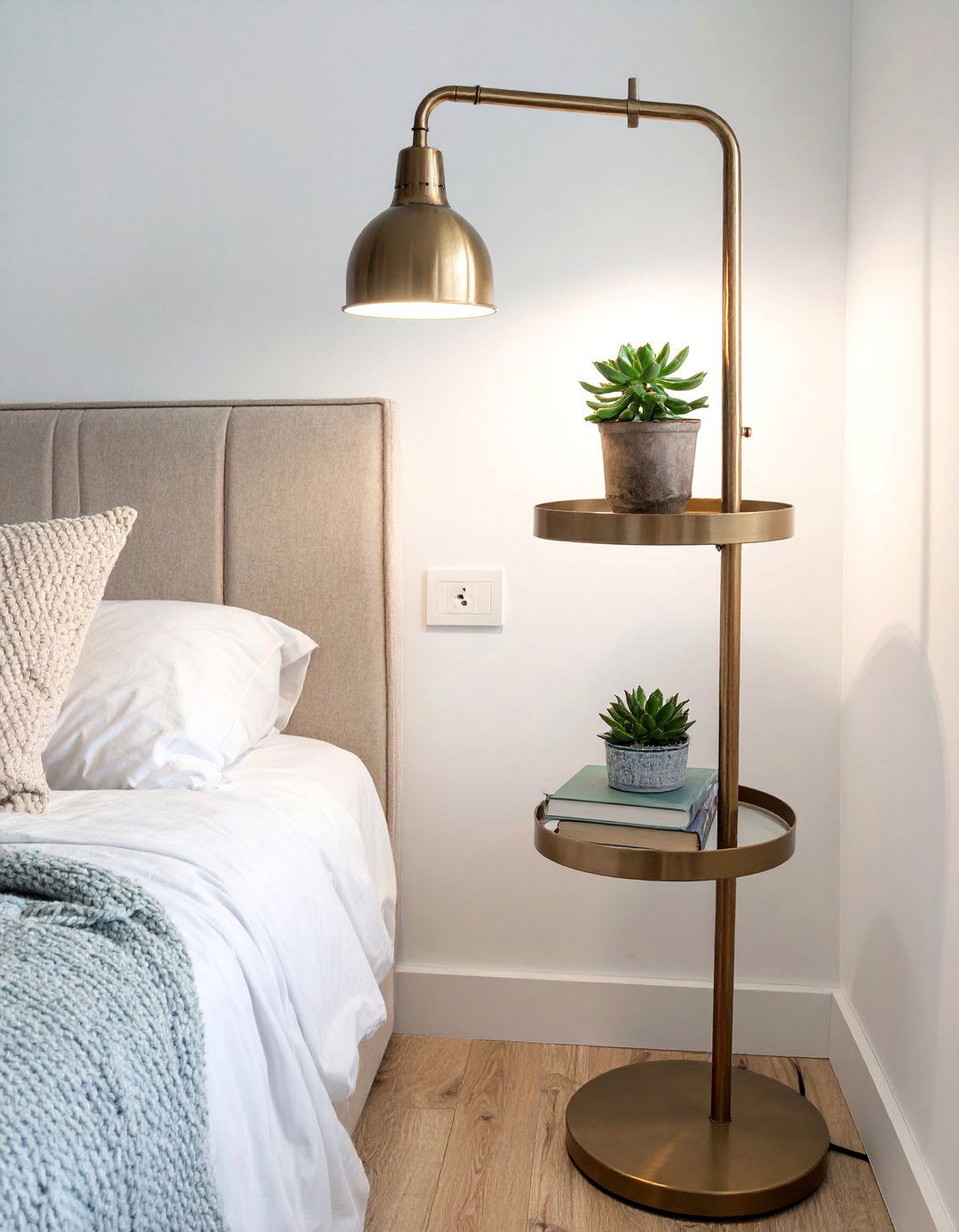 Glass Shelf Floor Lamp for a Small Bedroom - 30 floor lamps for bedroom ideas