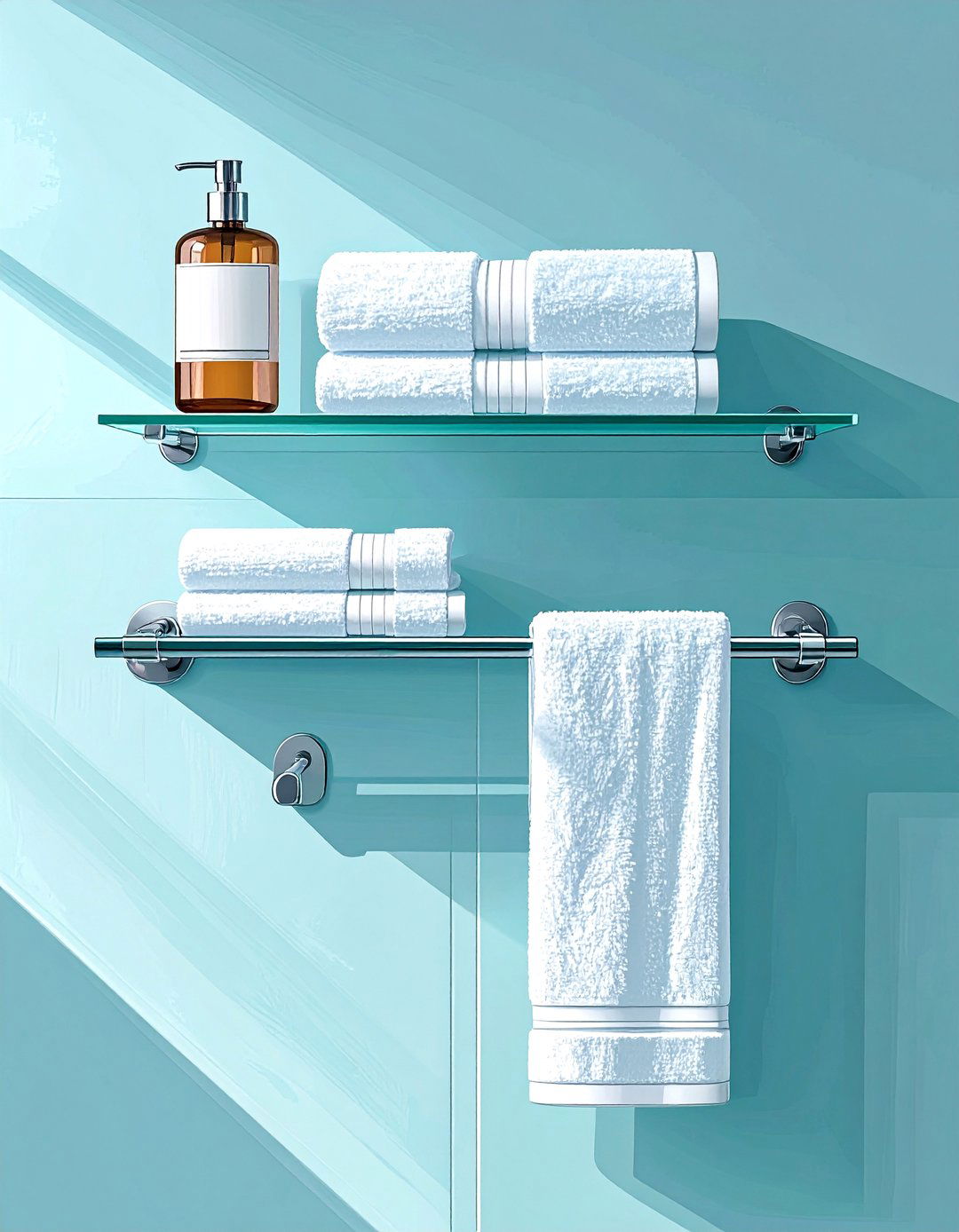 Glass Shelf with a Towel Bar - 30 bathroom towel rack ideas