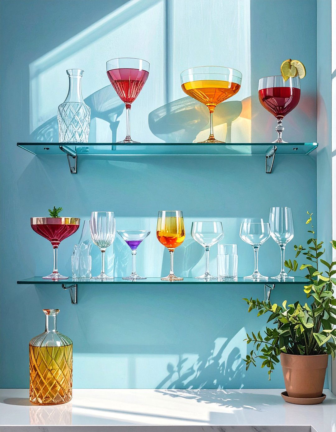 Glass Shelves for a Light Airy Feel - 30 small kitchen shelf ideas