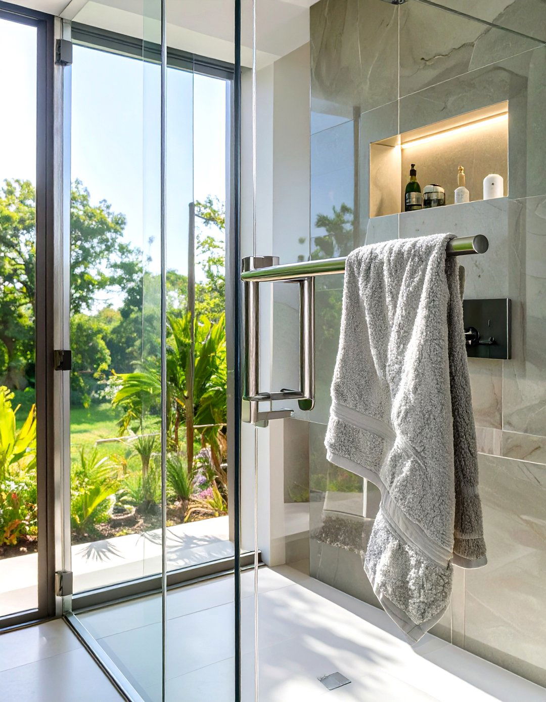 Glass Shower Door Handle Bar - 30 bathroom towel hanging ideas