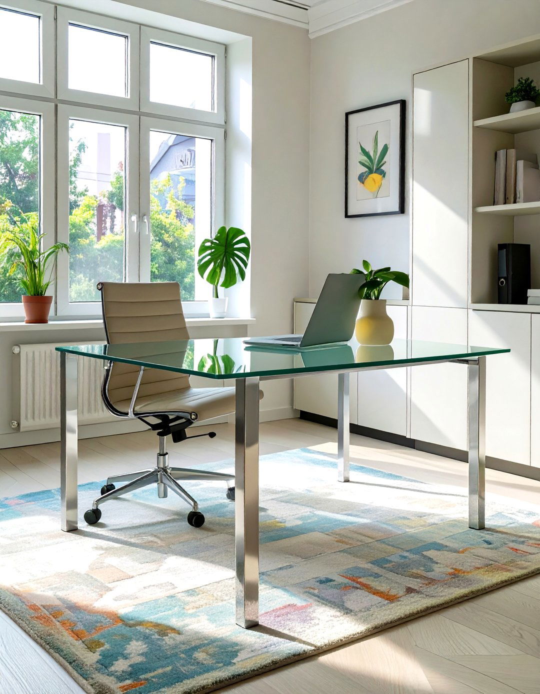 Glass Top Desk for an Airy Feel - 30 small office space ideas