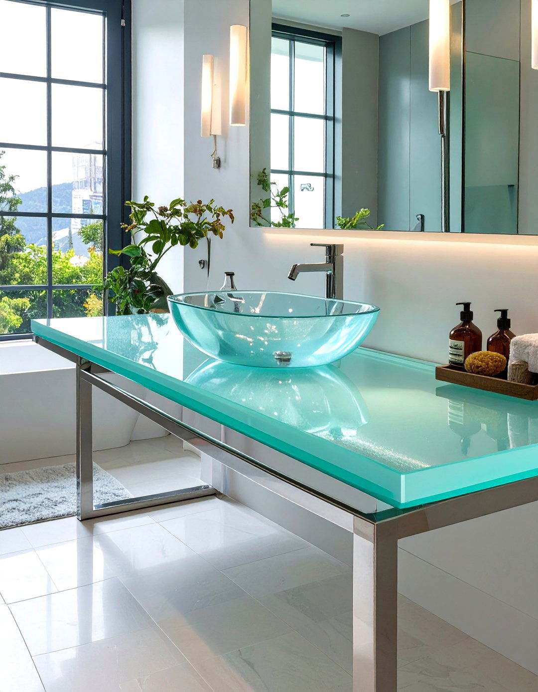 Glass Top Vanity for an Airy Feel - 30 vanity ideas