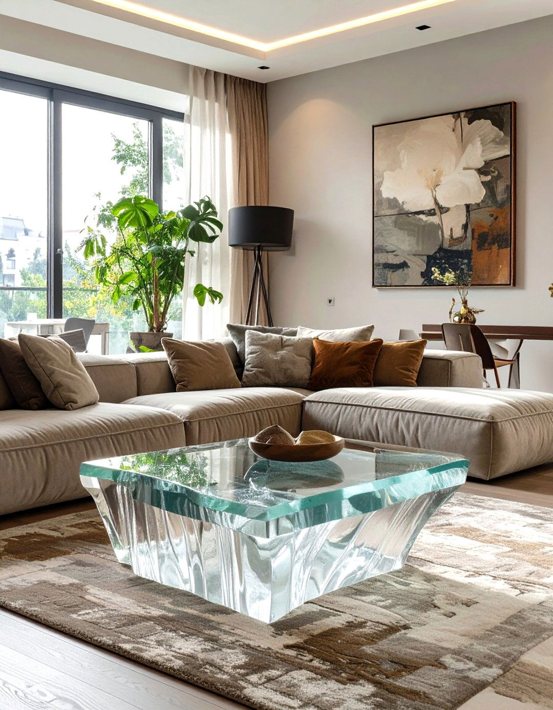 Glass and Acrylic for a Lighter Touch - 30 how to design a living room with large furniture ideas