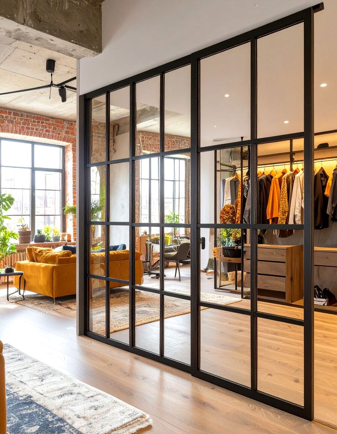 Glass and Metal Frame Sliding Closet Doors - 30 sliding closet door ideas