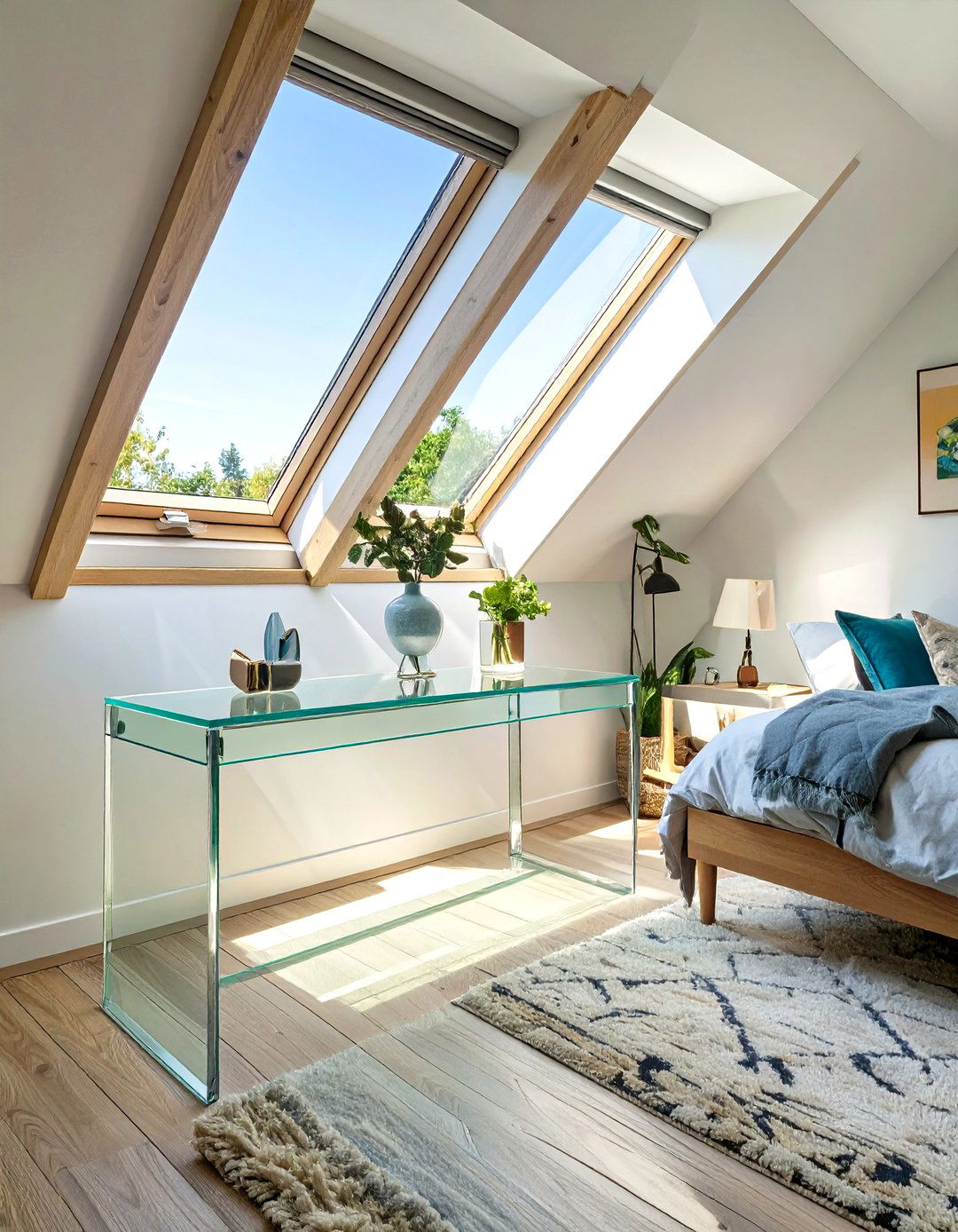 Glass or Acrylic Furniture - 30 small attic bedroom low sloped ceiling bedroom ideas