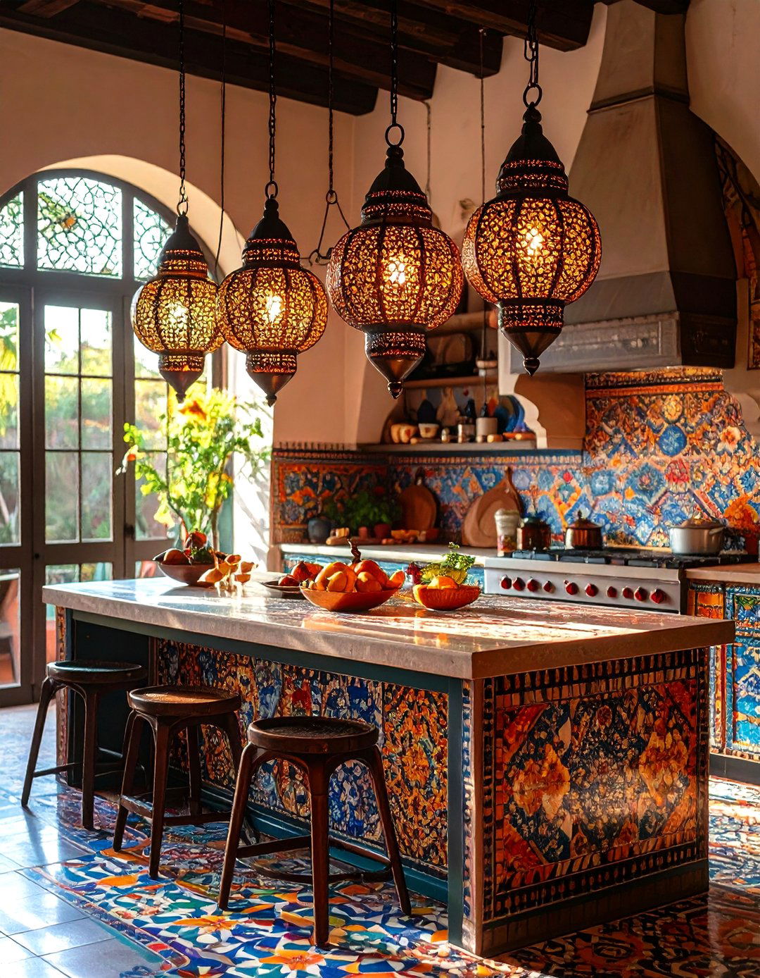 Global Bazaar Kitchen with Moroccan Lanterns - 30 kitchen island lighting ideas