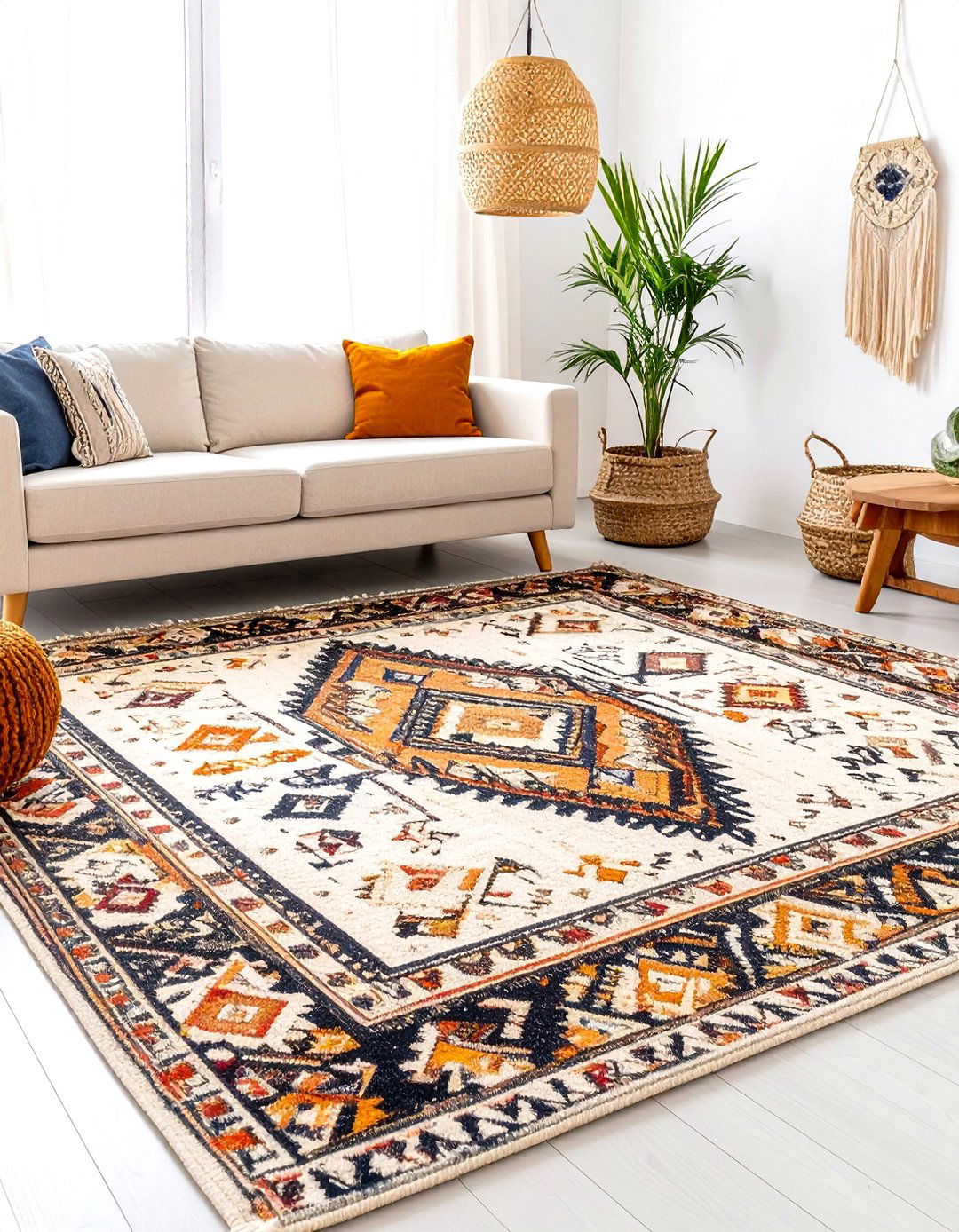 Global Inspired Kilim Living Room Carpet - 30 living room carpet ideas