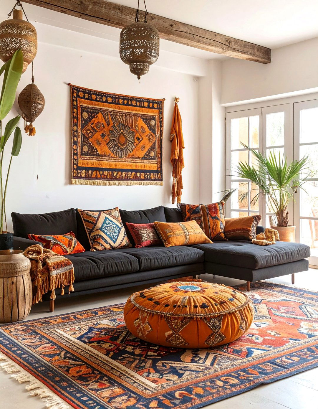 Global Nomad Living Room - 30 black couch living room ideas