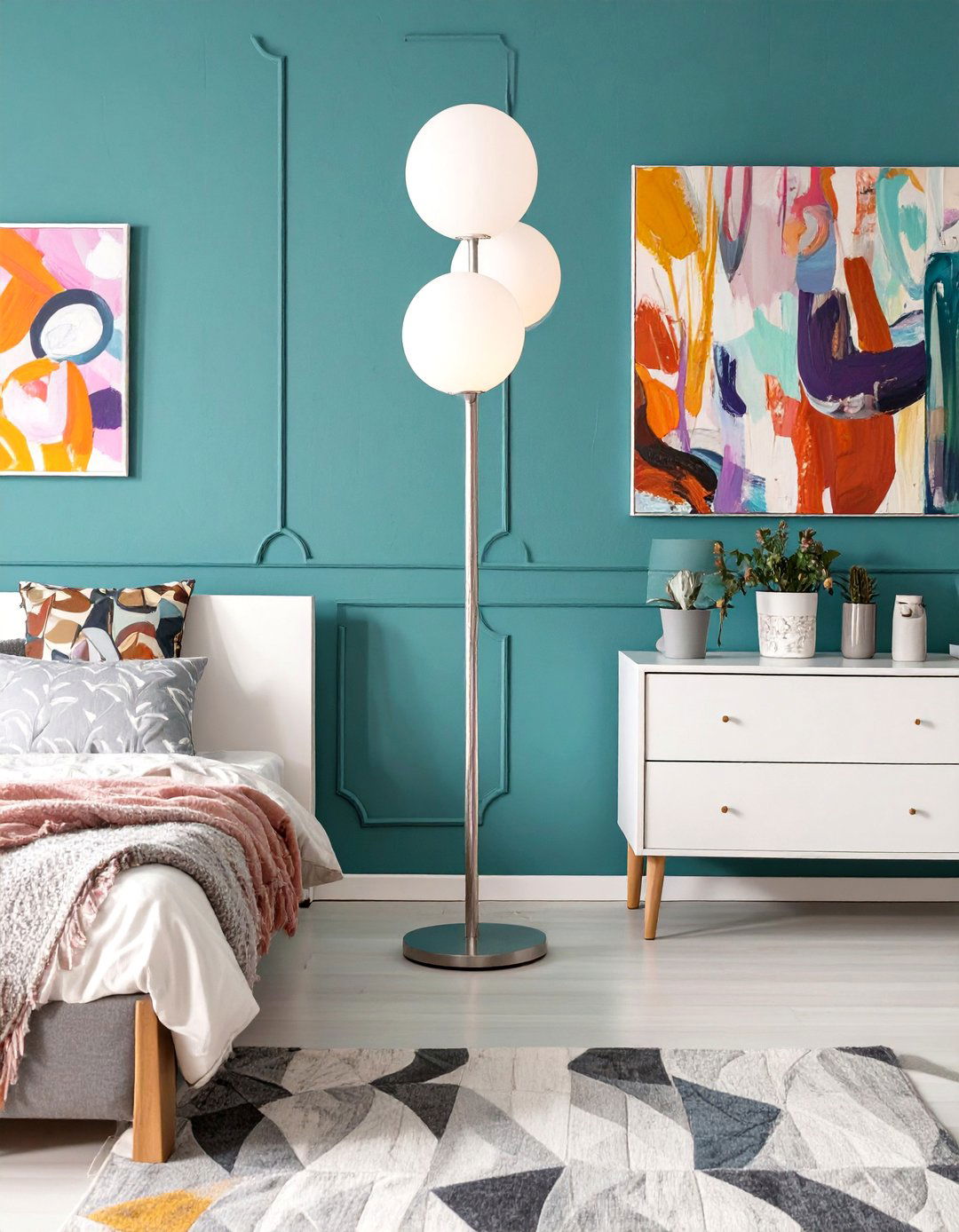 Globe Floor Lamp for a Playful Modern Bedroom - 30 floor lamps for bedroom ideas