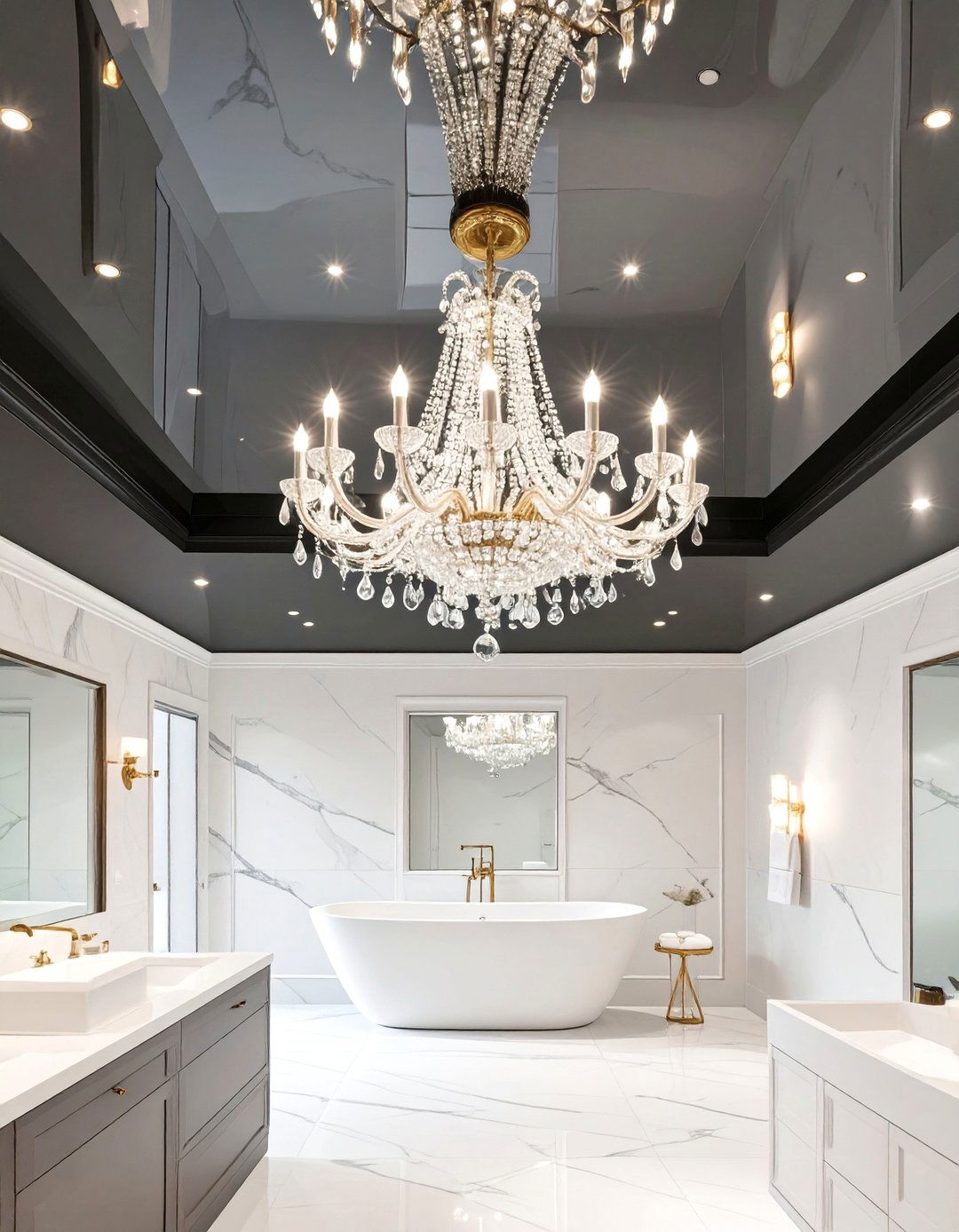 Glossy Black Bathroom Ceiling - 30 bathroom ceiling ideas
