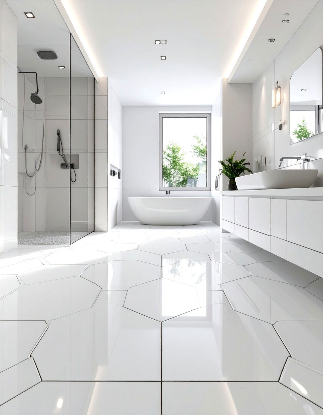 Glossy Finish White Tiles - 30 white bathroom tile ideas