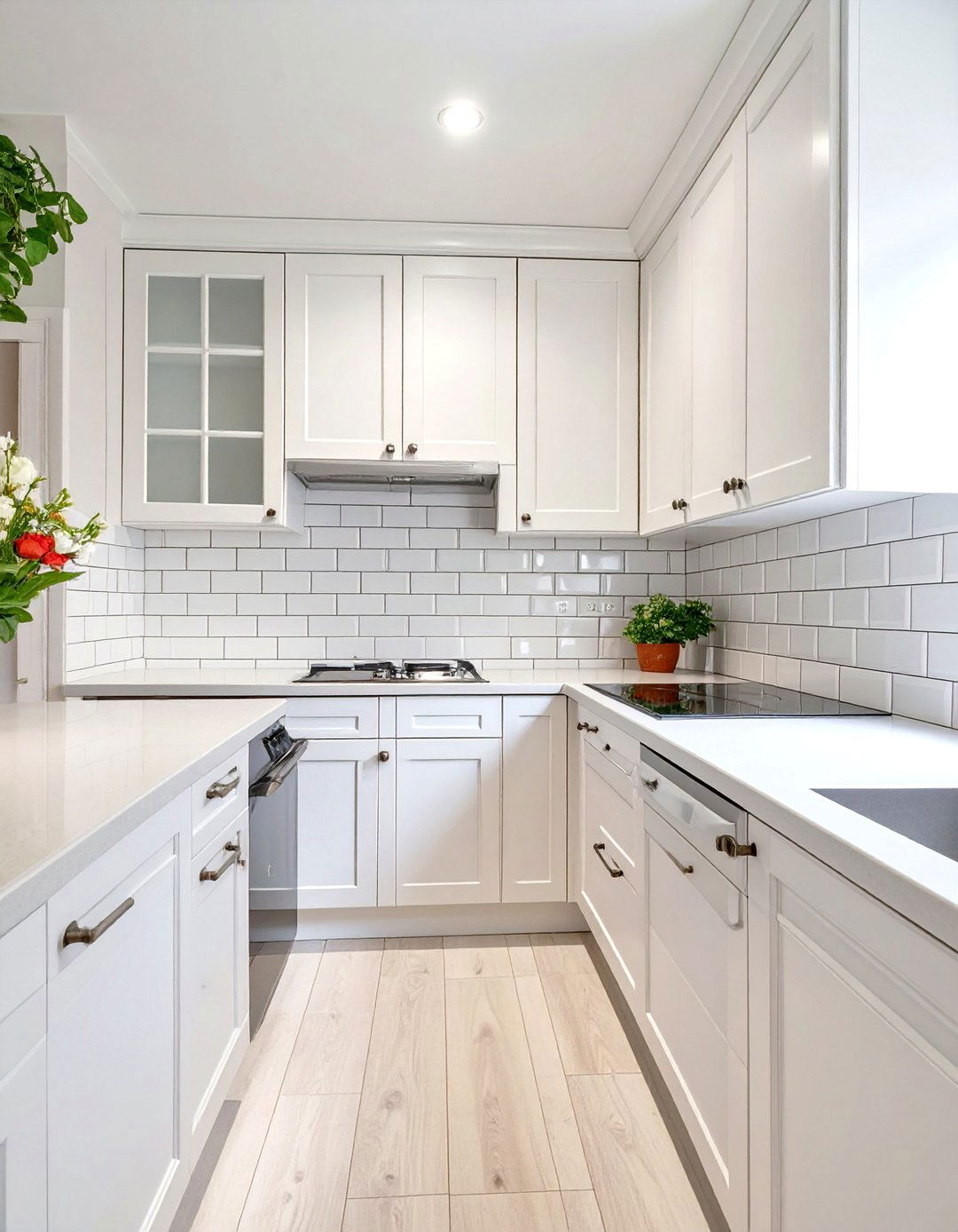 Glossy White Ceramic Tile Backsplash - 30 white kitchen backsplash ideas