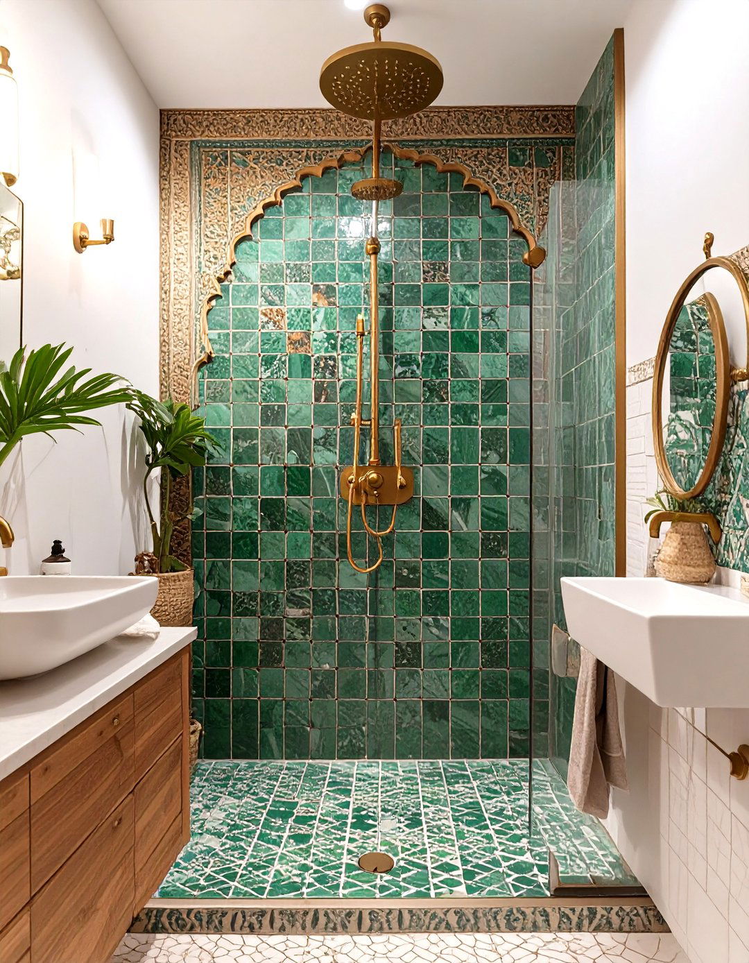 Glossy Zellige Tile Bathroom Walls - 30 bathroom wall ideas