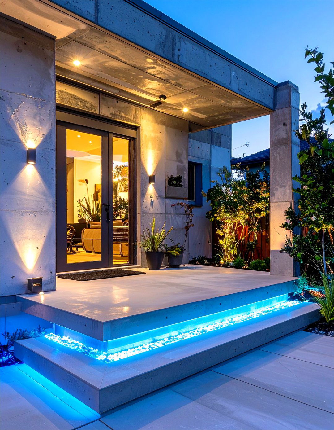 Glow in the Dark Aggregate Concrete Porch - 30 small concrete front porch ideas