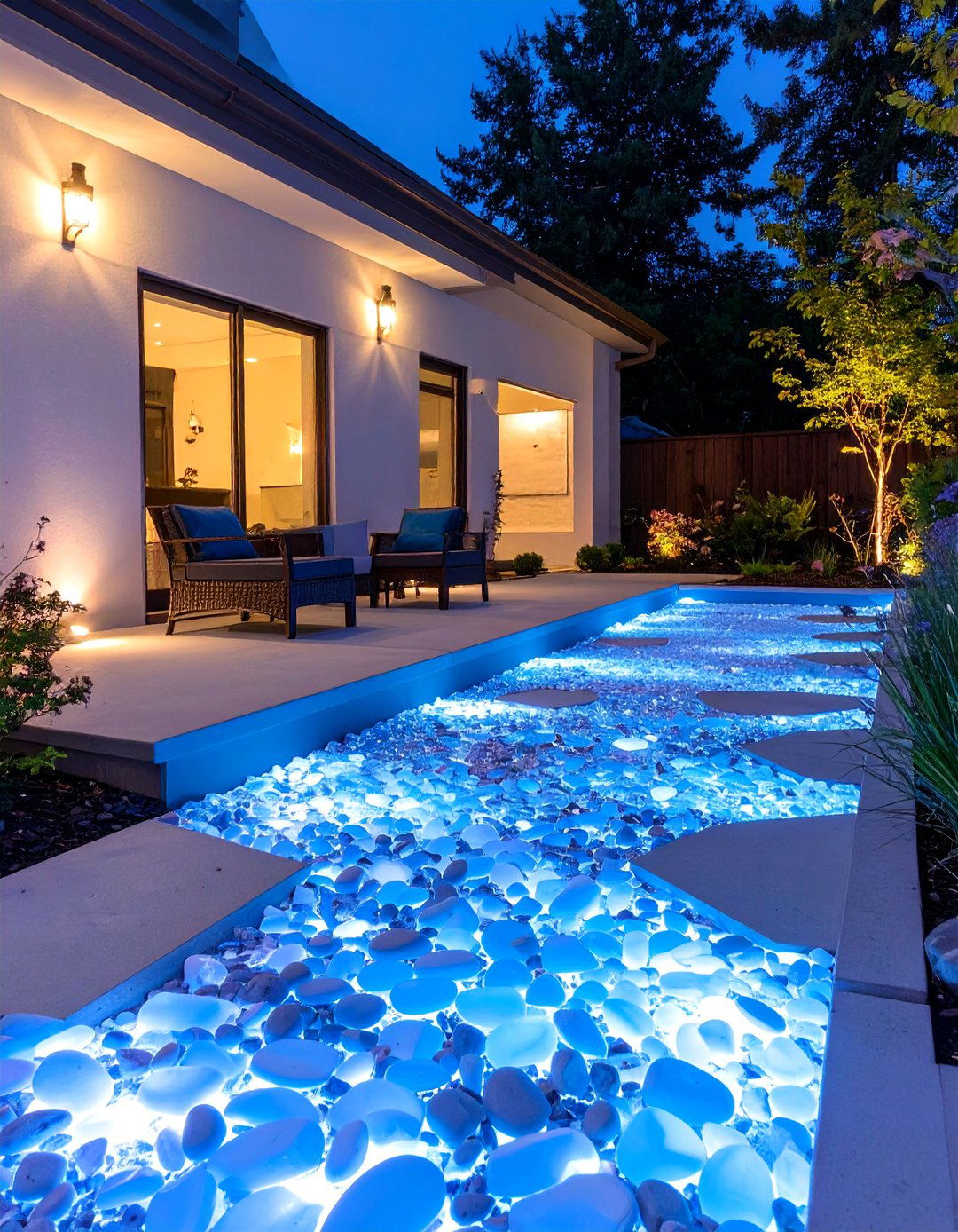 Glow in the Dark Aggregate Patio - 30 cement patio ideas