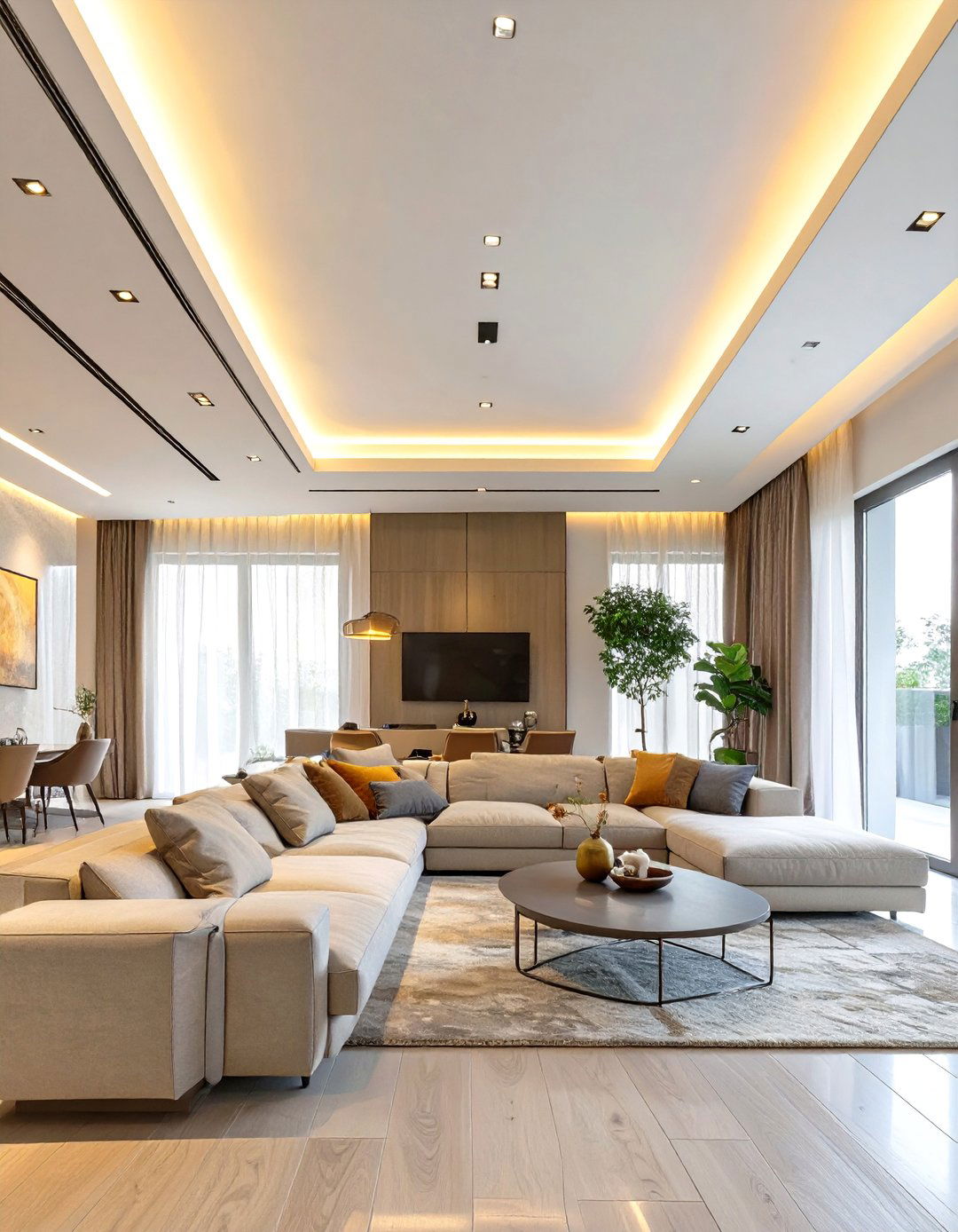 Glowing Stretch Ceiling System - 30 ceiling ideas for living room