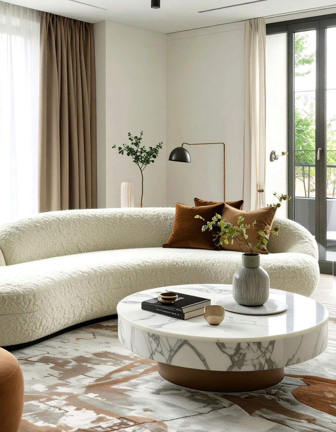 Go with Curvy Furniture - 30 small space living room ideas
