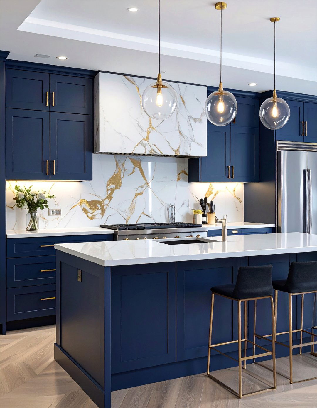 Gold Accented Marble Mosaic - 30 backsplash tile ideas