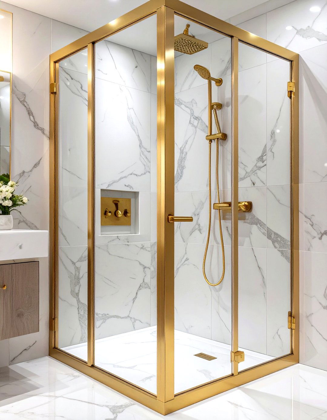 Gold Framed Shower Door - 30 shower door ideas