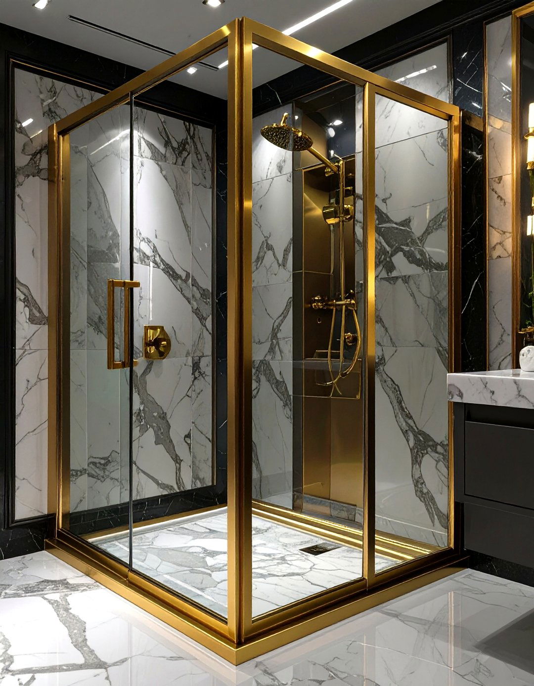 Gold Framed Shower Enclosure - 30 shower enclosure ideas