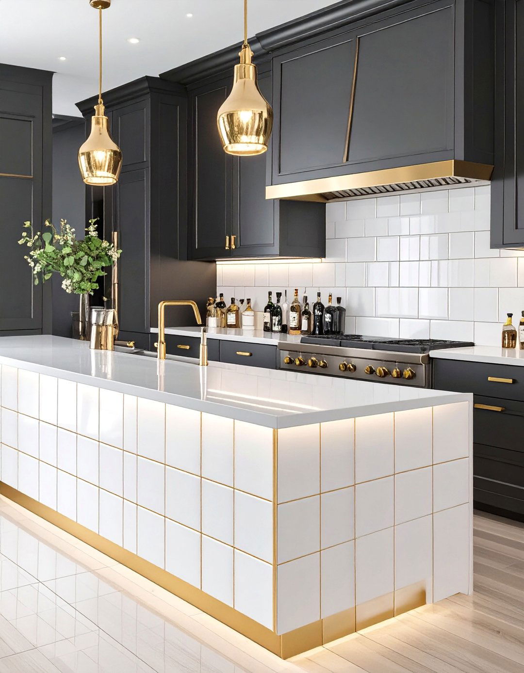 Gold Grout Accent Bar Backsplash - 30 bar backsplash ideas