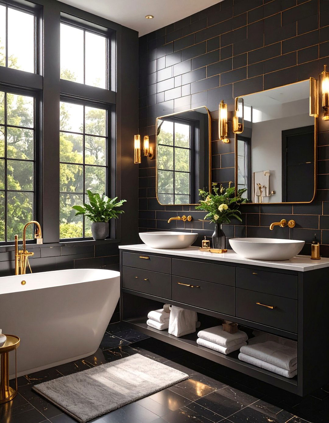 Gold Grout Bathroom - 30 black and gold bathroom ideas