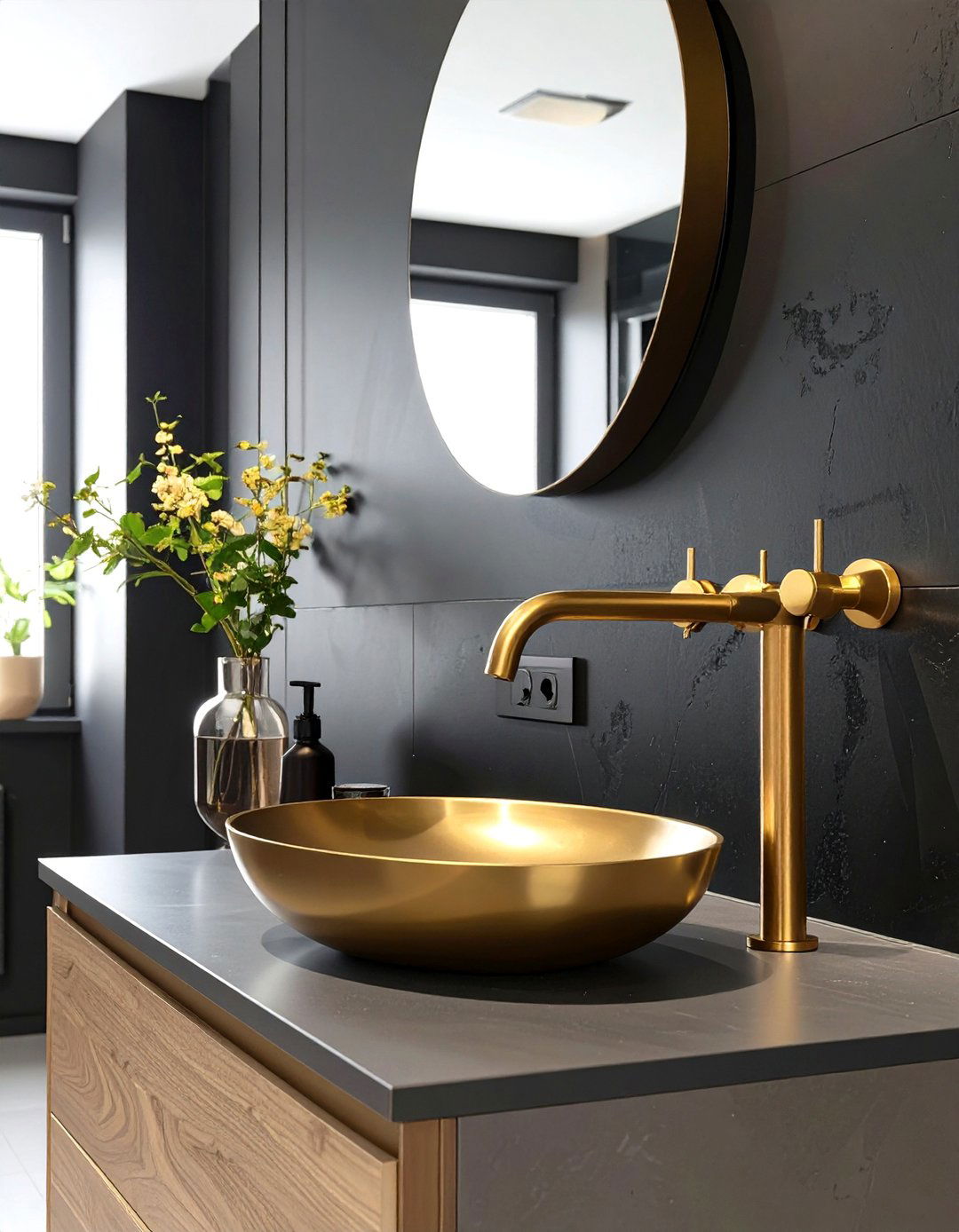 Gold Hardware Focus Bathroom - 30 black and gold bathroom ideas